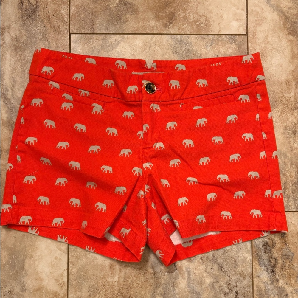NWOT Banana Republic Women's Strawberry/Orange Elephant Print Chino Shorts Sz 2
